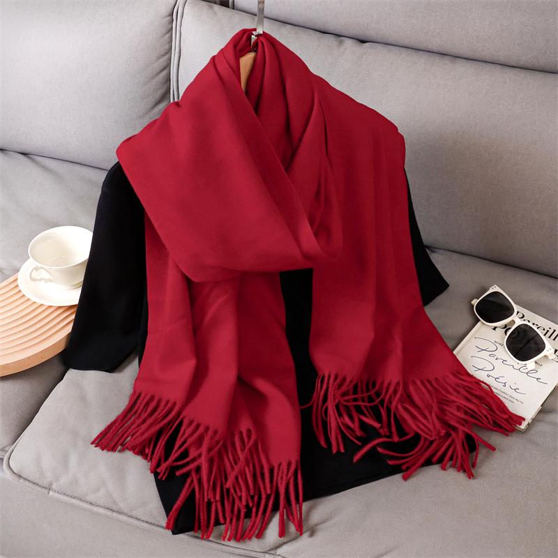 

Fashion Luxury Solid Women Winter Scarf Warm Thicken Cashmere Shawl Outdoor Tassels Pashmina Lady Wrap Windproof Scarves 70X190 cm