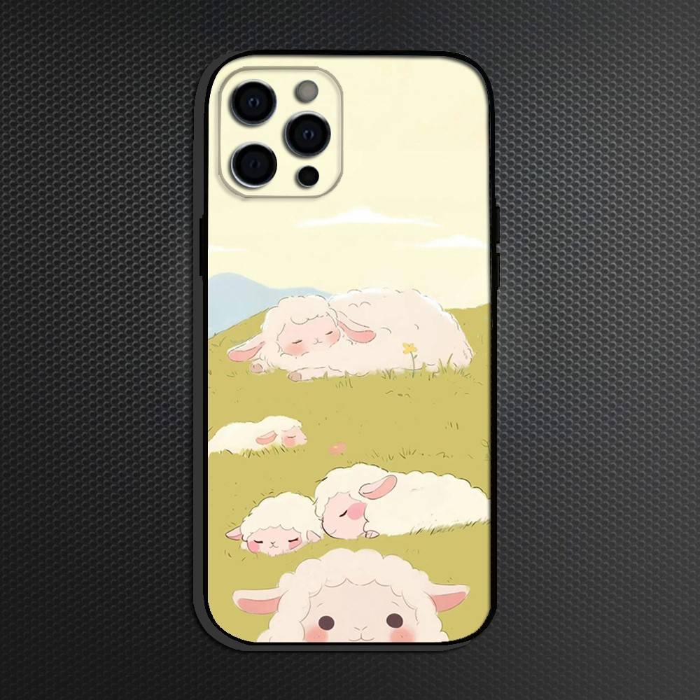 

Little Sheep Phone Case For iPhone 16,15,14,13,12,11 Plus,Pro Max, Others Soft Black Cover iPhone12