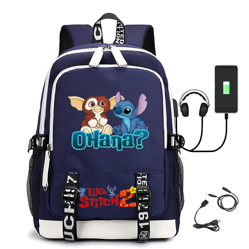 Large Capacity Backpack Printed Student USB School Bag