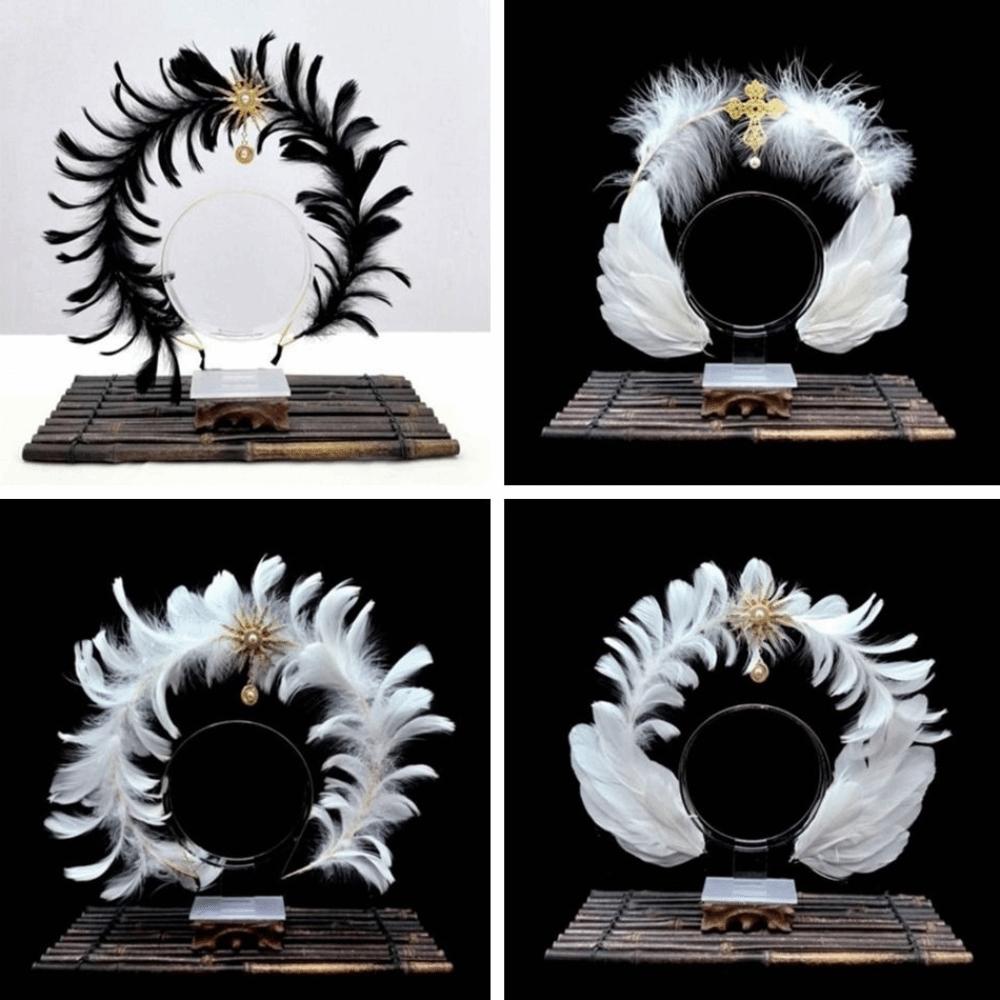 Dress Up Props Feather Halo Crown Headband Double Layer Wing Hair Hoop  Christmas Party