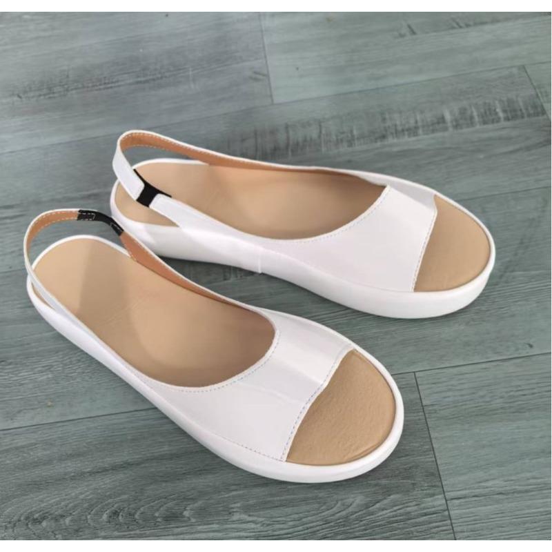Fashion Women's Sandals  Peep Toe   Elegant Flat Shoes 2025  Ballet Flats Plus Size 42 43 Shoes Woman Orange White