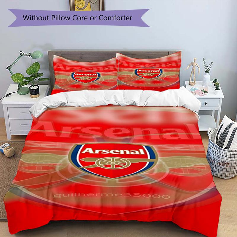 3pcs Duvet Cover Set (1*Duvet Cover + 2*Pillowcase, Without Core),football team Print Bedding Set, Bedroom Decor, All‑Season, Birthday Gift