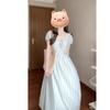 Square Neck Bubble Sleeve Striped Dress Women's Summer Sweet Casual Temperament Waist Dress