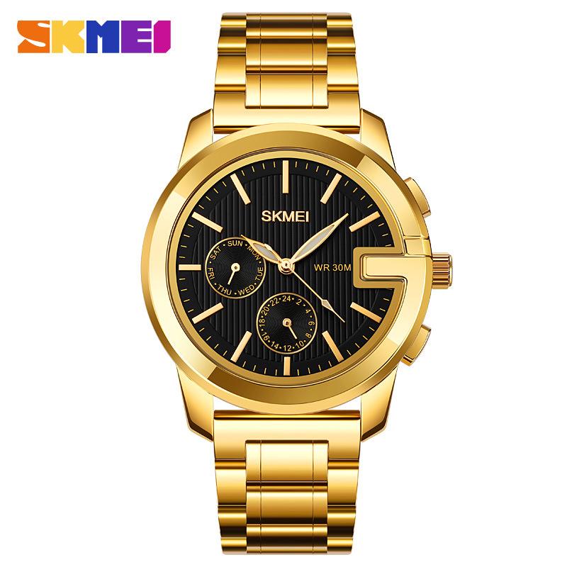 Fashion multi-functional scale quartz watch, solid steel belt business men's watch direct sales