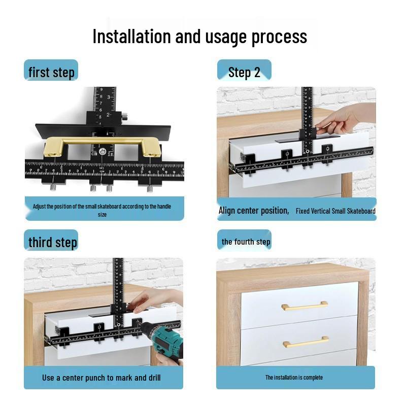 Adjustable Aluminum Woodworking Handle Hole Locator