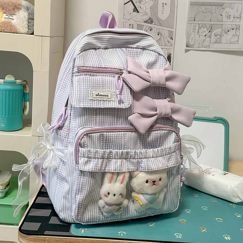 Schoolbag Japanese and Korean niche bow design student schoolbag ins small wind fresh high value backpack women commuter backpack