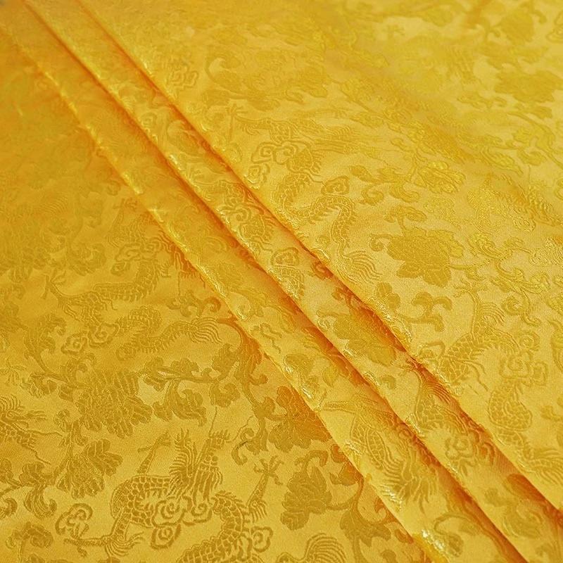 100x150cm Brocade Faux Silk Metallic Gold Fabric Spring Summer Sofa Cushion Qipao Tang Suit Material Breathable