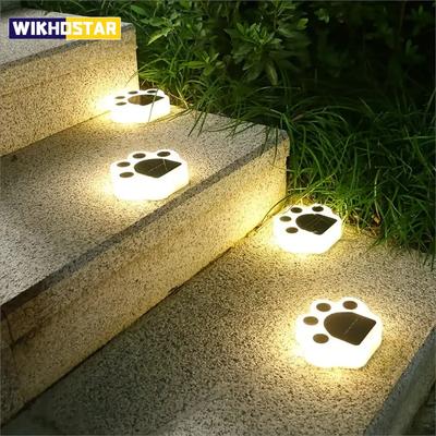1 adet Solar Patili Işıklar, Solar Bahçe Işığı, Su Geçirmez Kedi Köpek Hayvan Yolu Pati Lambası, Led Yol Işıkları, Veranda Bahçe Yolu İçin