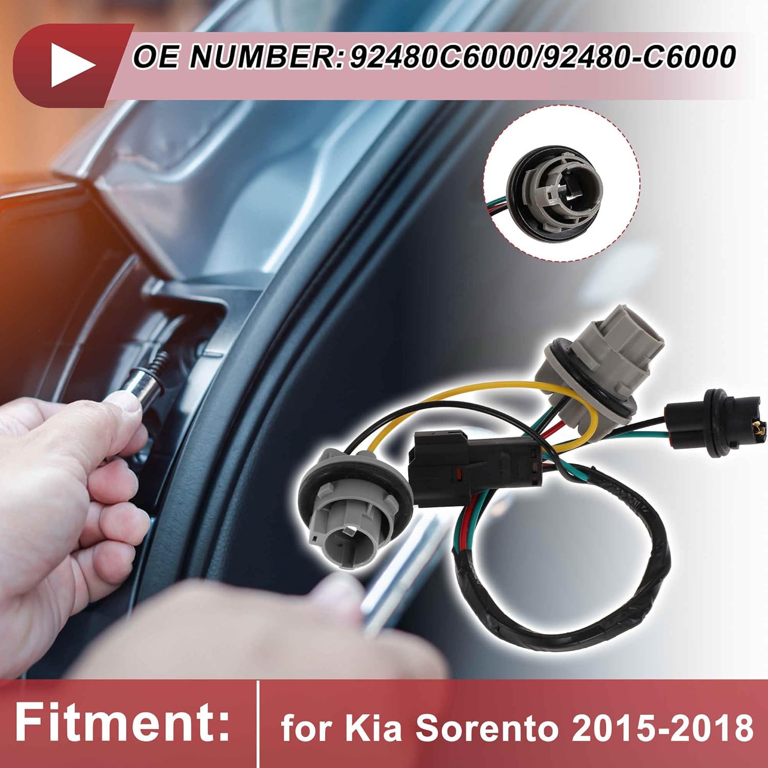

1 Pc Tail Socket Wiring for Kia Sorento 2015-2018 No.92480C6000 Lamp Bulb Pigtail Connector Harness