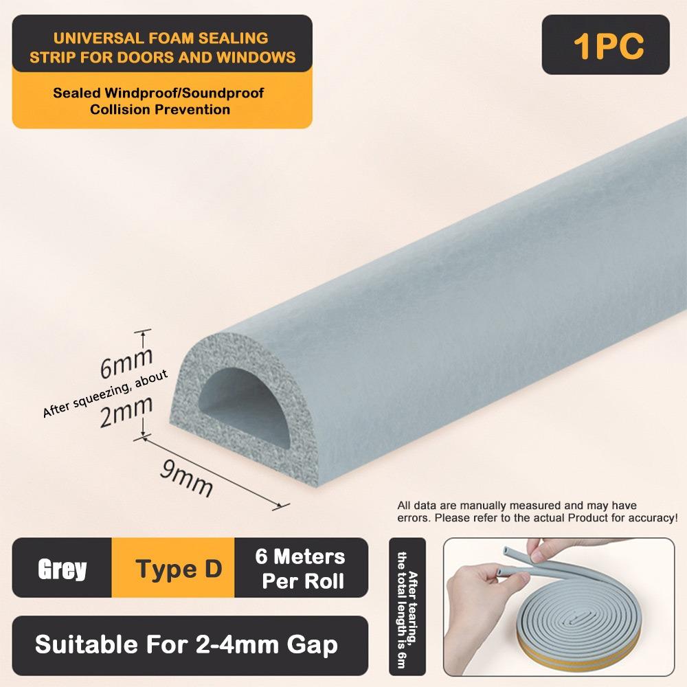 Self Adhesive Weather Stripping Door Seal Strip EPDM Windproof Door Seal Strip Anti Collision 6Meters Weatherstrip for Window