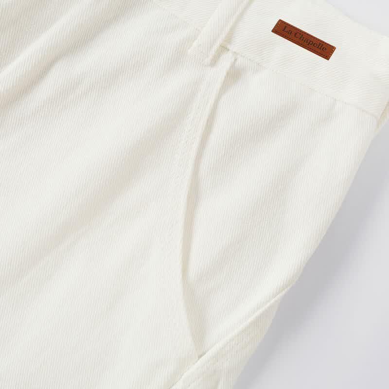 La Chapelle Women's 100% Cotton White Wide-Leg Denim Jeans
