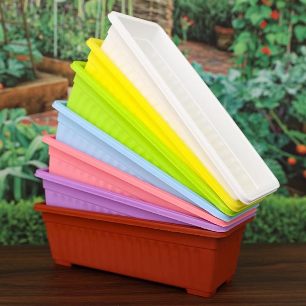 Colorful Rectangular Flower Pot Plastic Vegetable Planting Container Quality Garden Planter  Patio