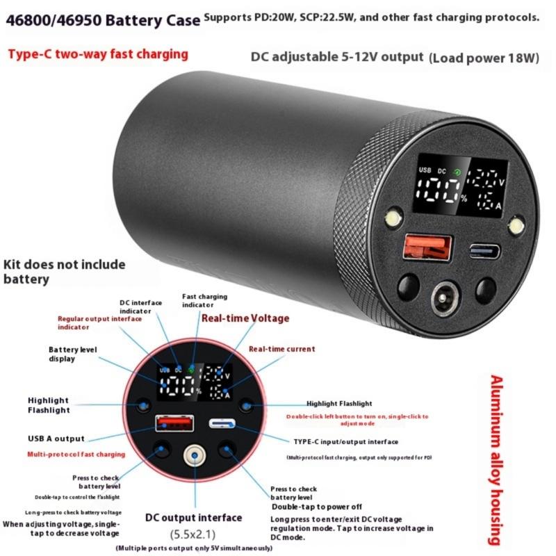 Hochbelastbares 46950 Batteriegehäuse mit einstellbarem Ausgang und Mehrprotokoll-Ladung für elektronische Geräte