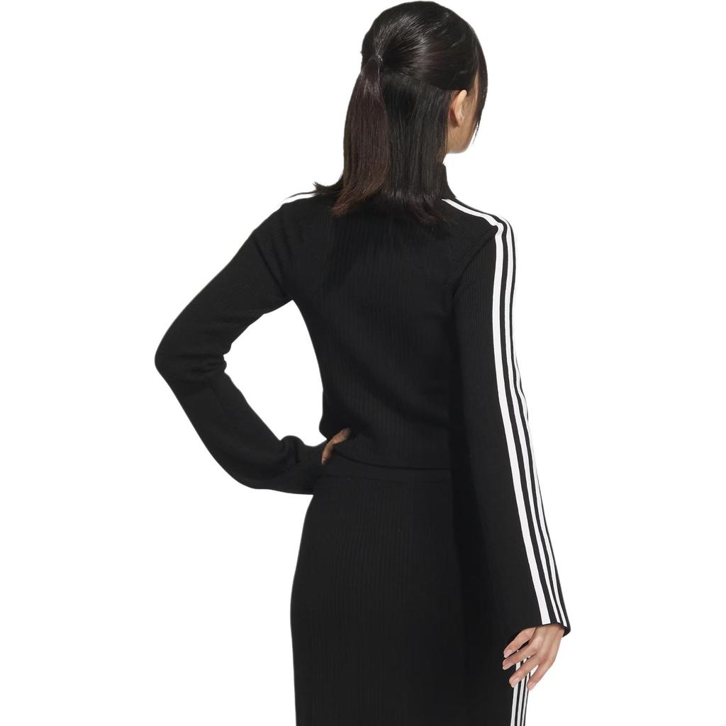 adidas Originals Premium Knit Turtleneck Sweater With Three Stripes Women Tops Black JI7058