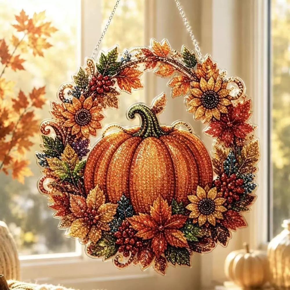 1 Set Acrylic Diamond Art Kits Pumpkin Design Diamond Painting Hanging Ornament Tree Decoration