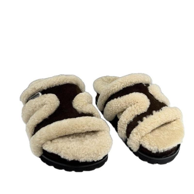 Autumn and winter retro Boken wool shoes for women's new outer wear plush thick-soled plush warm cotton shoes half slippers for women