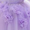 Vestido de Primera Comunión de Princesa con Flores 3D para Niñas - Falda de Malla Abullonada para Actuación de Piano