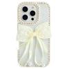 For iPhone 16 Pro Max Case Two Bow Epoxy Design TPU+PC Phone Back Cover Rhinestone Decor