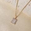 Simple Square Zirconia Pendant Necklaces for Women Stainless Steel Jewelry Party Accessories