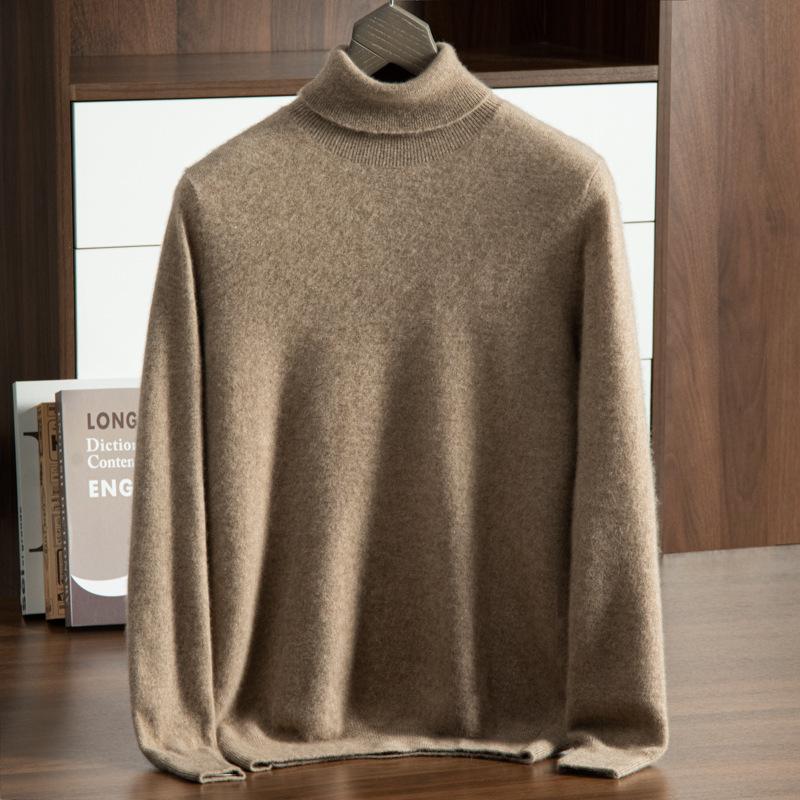 New cashmere sweater men's semi-turtleneck pure cashmere sweater men's loose bottoming cashmere knitted sweater