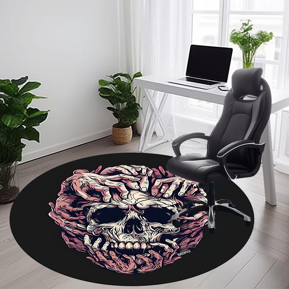 1PC Skull Hands Office Round Area Rug, Mat Suitable ForOffice, Under Office Chairs Bedroom Living Room Home Decor, Room Deco