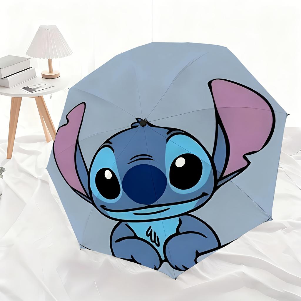 1pc Umbrella Featuring Stitch Cartoon Character, a Fully Automatic Umbrella Suitable for All Occasions, a Portable Folding Rai