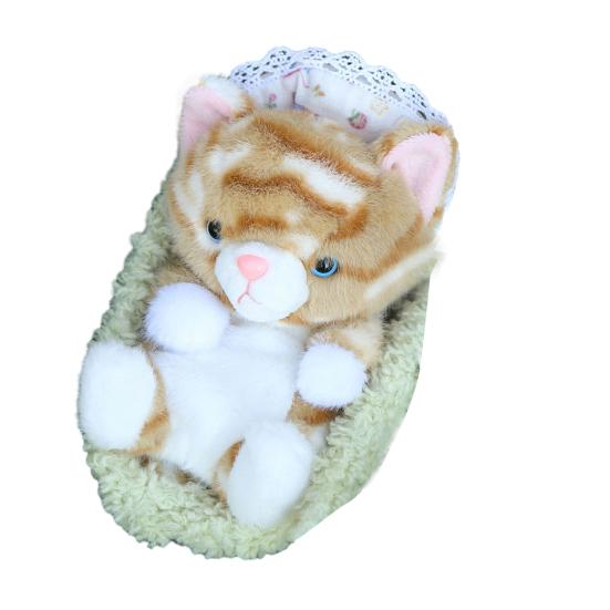 

Милая реалистичная плюшевая игрушка котенок со спальным гнездом, мягкая набивная игрушка, пушистый коричневый