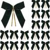 16Pack Red Velvet Christmas Tree Bows Burgundy Small Decorative Twist Tie Ribbons For Wreath Gift Wrapping Decoration