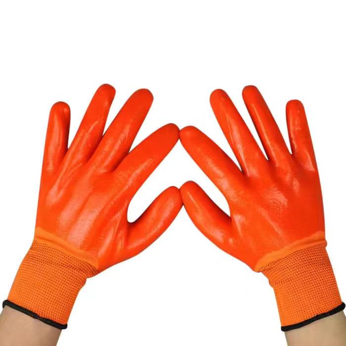 Extra Große Wasserdichte PVC-beschichtete Arbeitshandschuhe, Öl- und Abriebfest
