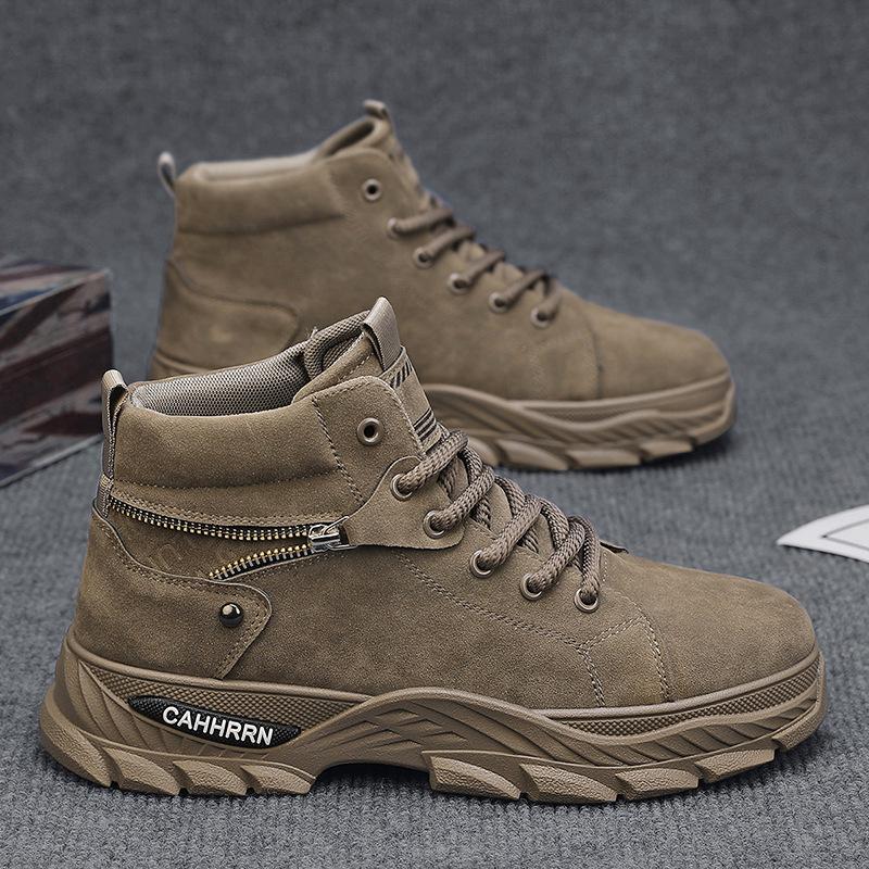 

Мужские высокие ботинки весна новый инструмент для улицы альпинизм весна трудовая страховка площадка ботинки Мартин студенческие мужские ботинки 44 хаки