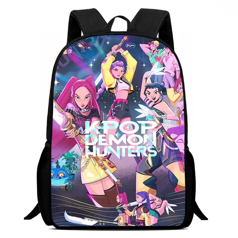 Mochila Child School Backpack,Cartoon K-Po-P D-Emo-N Hu-Nt-Ers Child School Bags For Girl Boy,Durable &Light Weight Backpack
