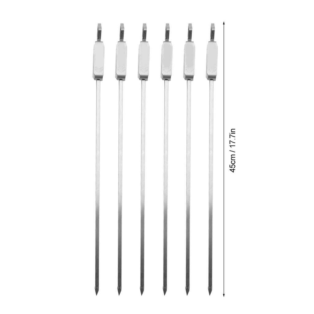 6PCS Lange BBQ Grill Schiebe Grillen Kochen Edelstahl Kebab Flache Spieße
