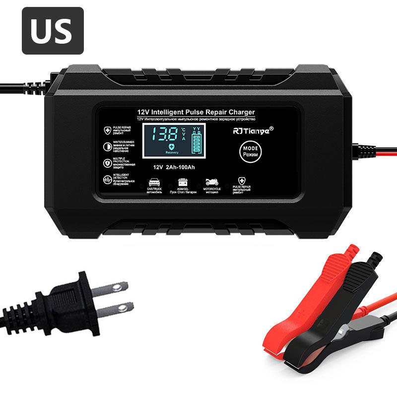 NEW 12V/6A Intelligent Pulse Repair Battery Charger Regulate Car Battery Charger LCD Display For Motorcycle SUV Battery