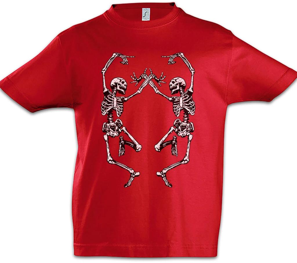 Dancing Skeletons Kids Boys T-Shirt Skull Skeleton Grim Reaper Fun Dance