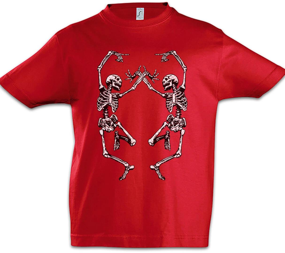 Dancing Skeletons Kids Boys T-Shirt Skull Skeleton Grim Reaper Fun Dance 100