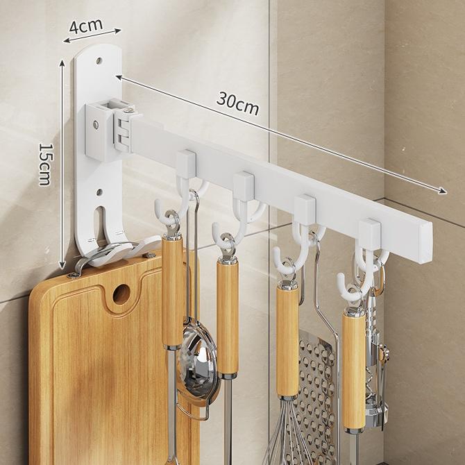 

Настенная полка для хранения кухонных крючков, многофункциональный вращающийся крючок, не требующий сверления, полка для хранения кухонных принадлежностей, кастрюль, лопат