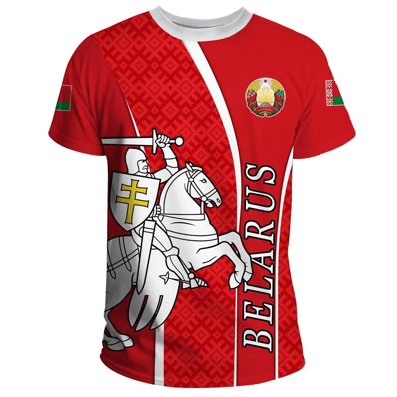 Pánská trička s potiskem Běloruska, ležérní volná, kulatý výstřih, běloruská vlajka, BL, krátký rukáv, trička, pánské oblečení, nadměrné tričko 2025