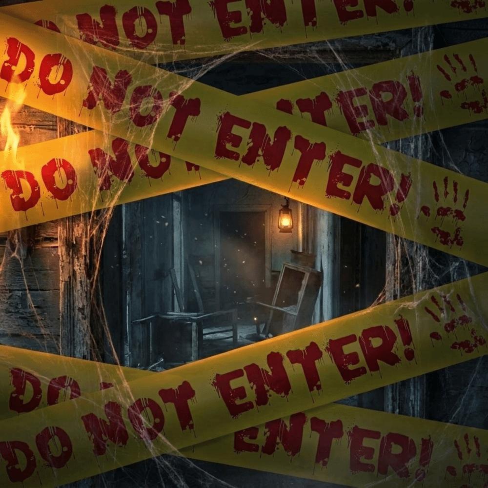 Bright Yellow Halloween Horror Caution Tape Red Drip Barrier Tape  Spooky Event