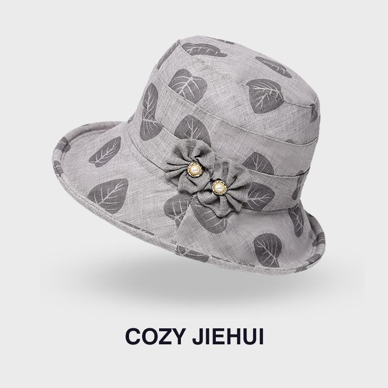 2025 Summer Fashion Embroidered Wide Brim Sun Hat for Middle-Aged & Elderly Women