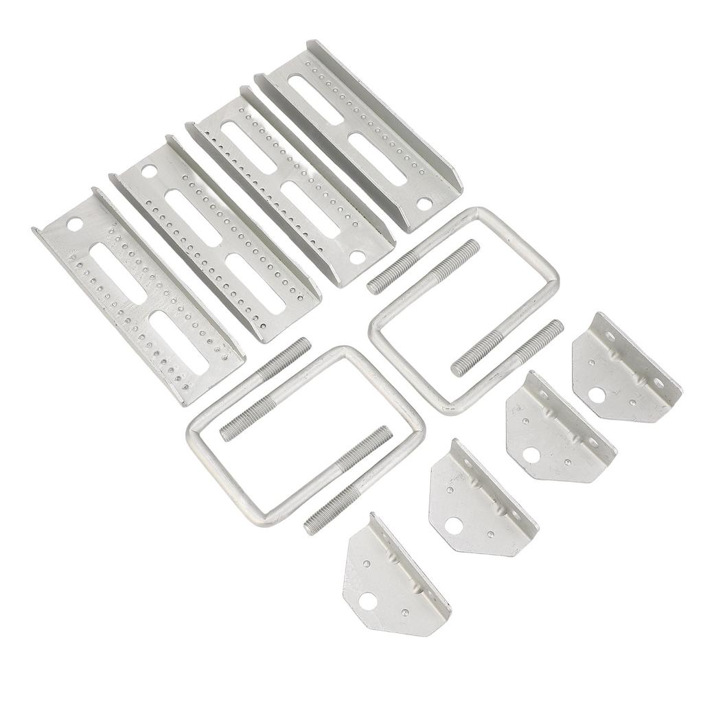 4Pcs Boat Trailer Bunk Brackets Kit 8in Galvanized Iron 2 Layer Crossmember Hardware Adjustable Height