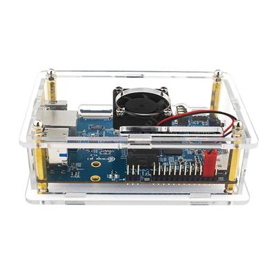 Universal Transparent Acrylic Case for Orangepi 5/5B with Cooling Fan & Heat Sink Compatibility