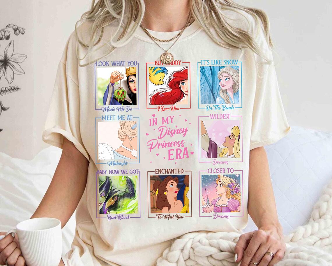 Disney Princess in My Princess Era Tour Ariel Elsa Cinderella Shirt Comfort Color Disney Family Matching Shirt S