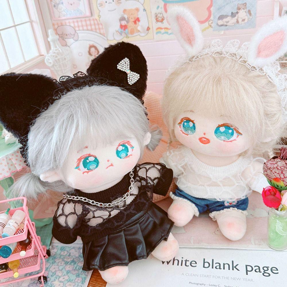 Doll Jeans Pants 20cm Doll Sweater PU Leather Skirt Plush Doll's Clothes Doll Outfit Accessories