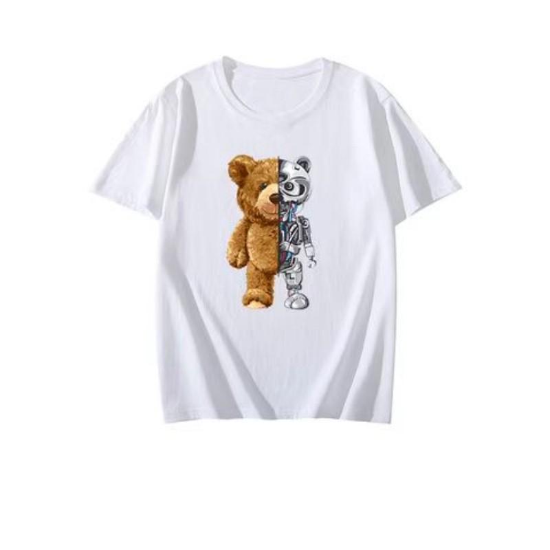 

Женщины Забавный плюшевый мишка Робот Футболка Роботизированный Медведь Женщины Мода с коротким рукавом Повседневная одежда Летняя хлопковая футболка Уличные футболки оверсайз