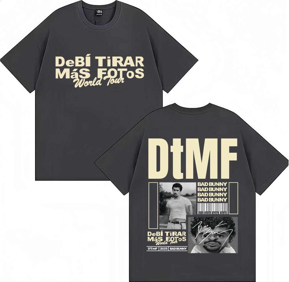 BAD BUNNY DTMF Debí Tirar Más Fotos TShirt Vintage Hip Hop Trendy Men Women Short Sleeve OversizedCotton Casual TShirts Male