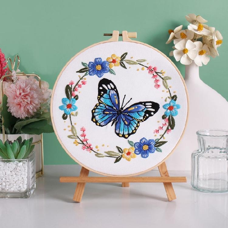 Sewing Kits Embroidery Kits with Butterfly Floral Pattern Handmade Butterfly Floral Embroidery Starter Kits for Woman