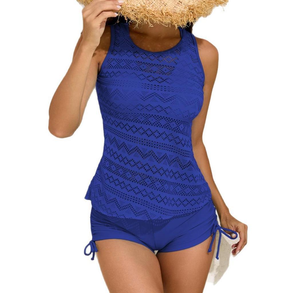 2026 Stylish Women's Swimwear Lace Mesh Tankini Bikini Set (3-Piece)