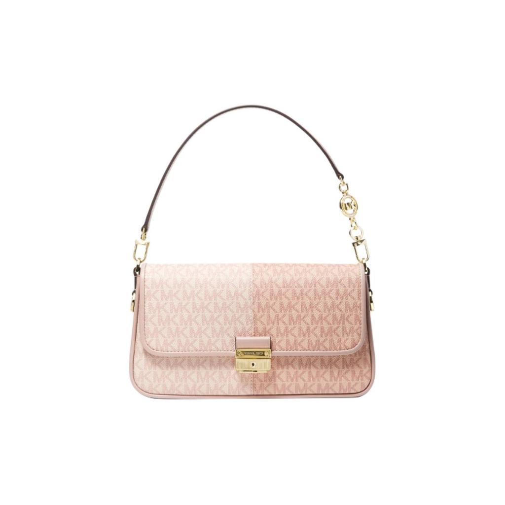 Michael Kors Mk Bradshaw Monogram Color Block Gold Buckle Leather Tote Crossbody Shoulder Bag Women Bags Ballet-Pink 30T1G2BL1B-641