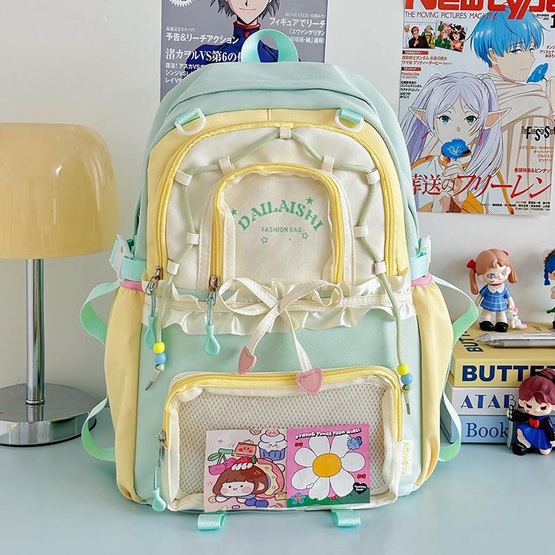 New High-value, Fresh and Sweet Candy-colored Backpack, Lightweight and Large-capacity Backpack for Junior High School Students