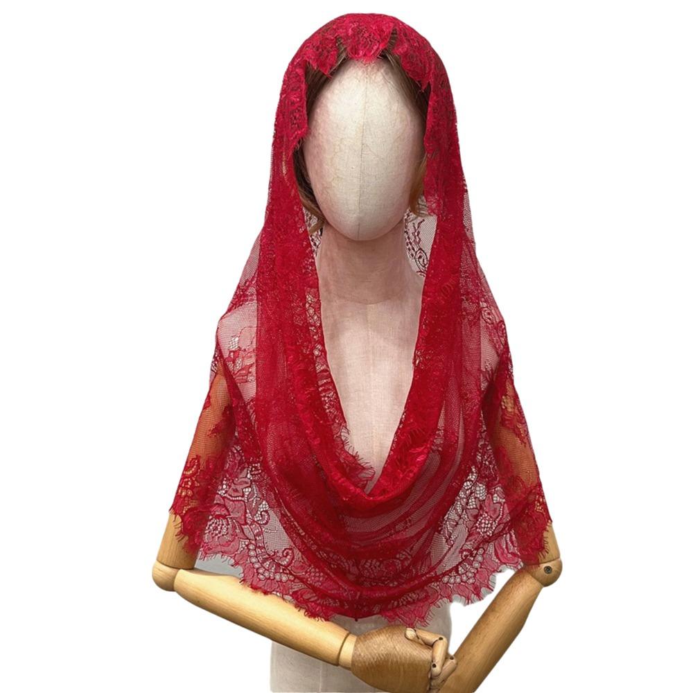 Vintage Style Bridal Headscarf Breathable Muslin Head Covering Lightweight Lace Shawl Guest Look